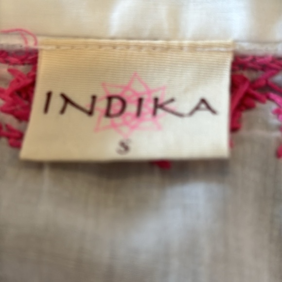 Indika White Sheer Cotton Tunic with Pink Paisley & Floral Embroidery Size Small - Picture 2 of 12